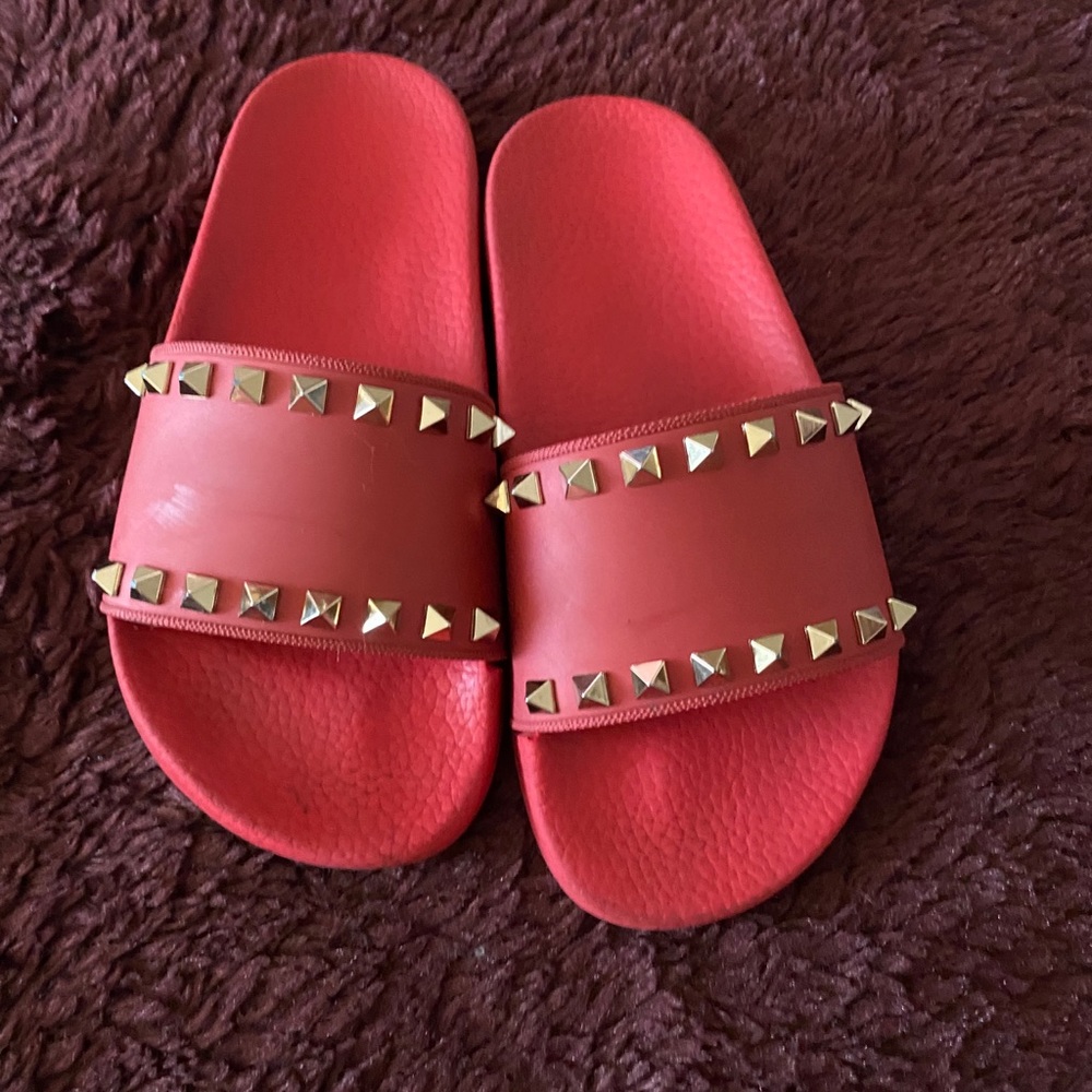 Valentino studded red slip ons